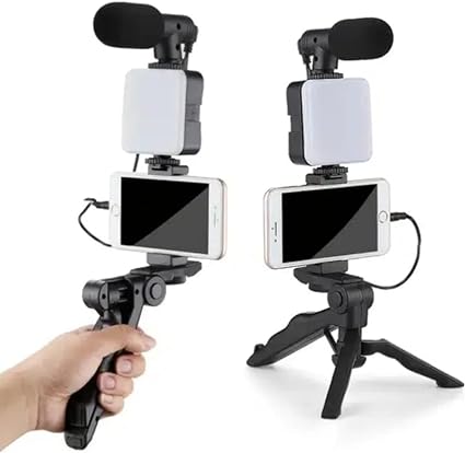 Portable Video-Tripod Light-Microphone Kit